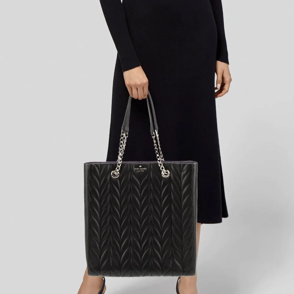 KATE SPADE Briar Lane Quilted Slim North South Tote Women's Leather Handbag - Picture 3 of 16